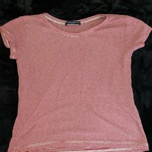 Red and white striped shirt sleeve